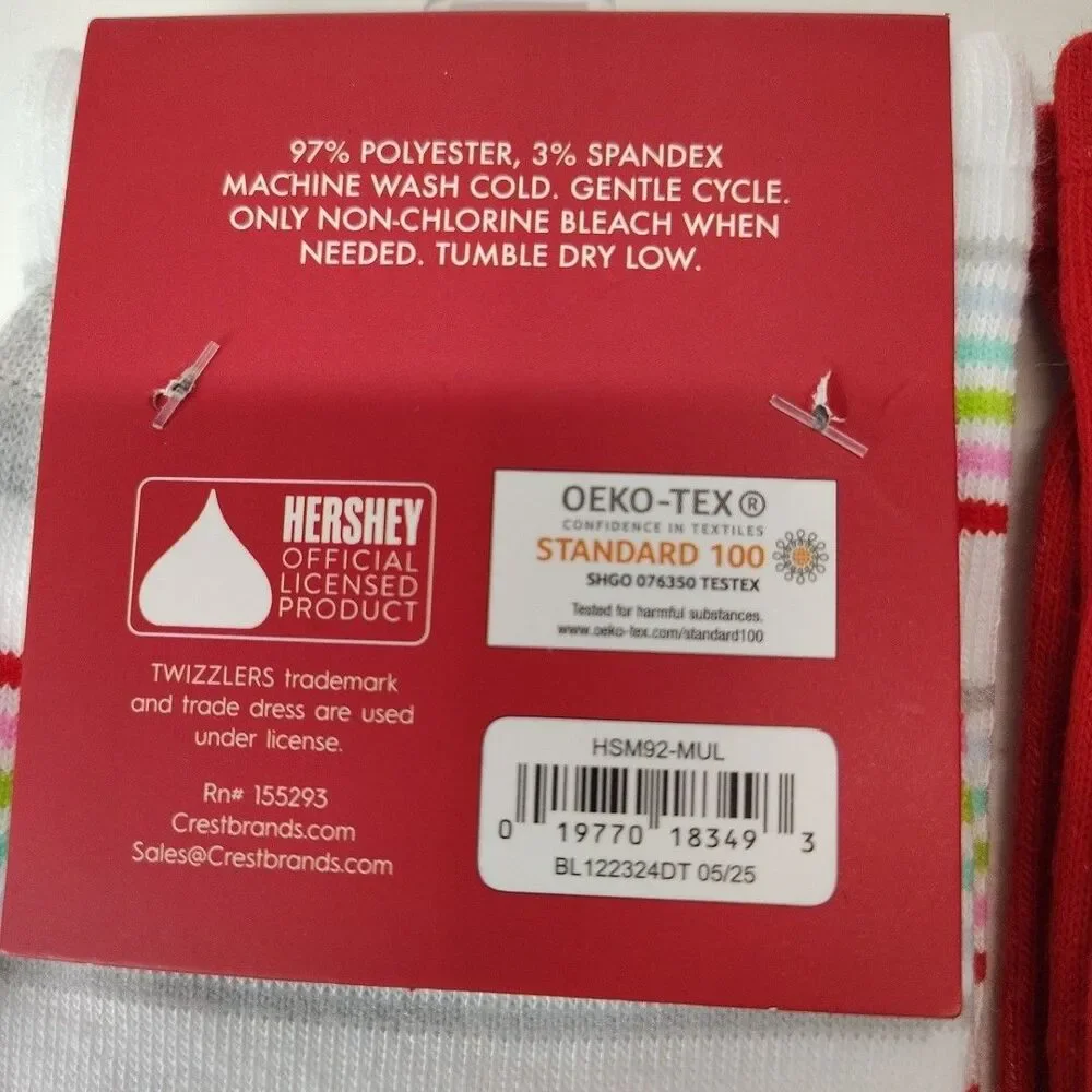 Twizzlers Candy 3-pair Candy Food Novelty Mens Adult Size 6-12 Crew Socks NWT